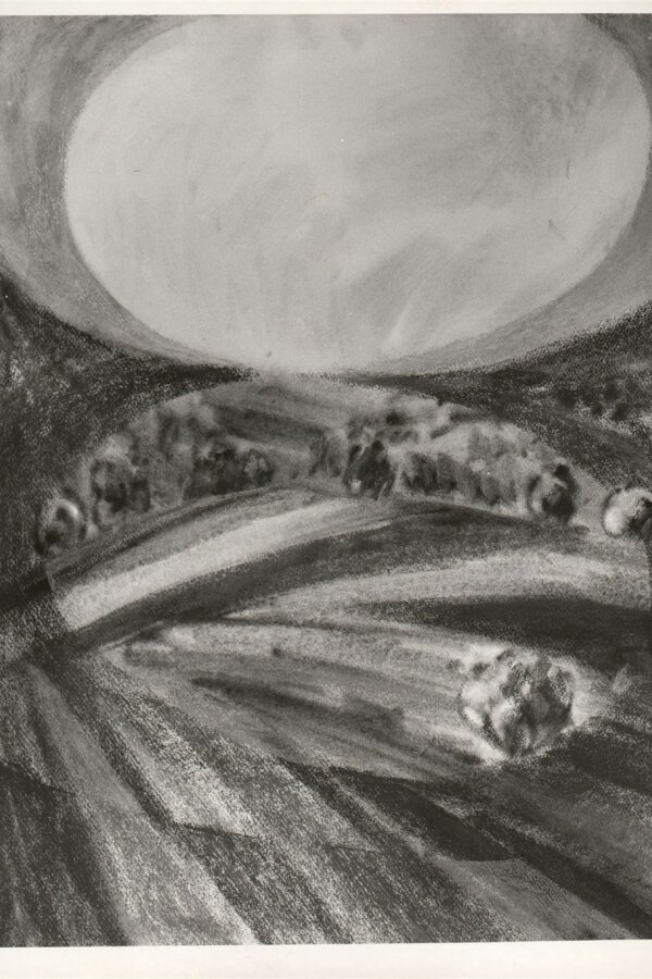 František Chmelař, Zrcadlení, 1988, kombinovaná technika, 52 x 70 cm